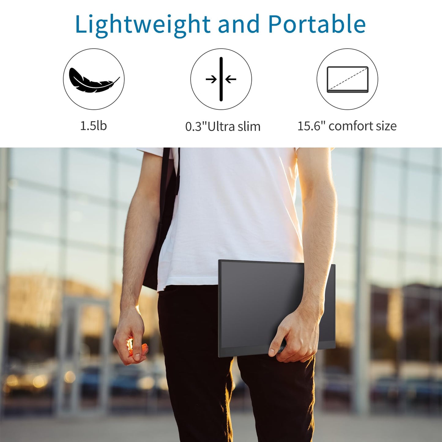 HGFRTEE Portable Monitor Touchscreen 15.6", 1920x1080 60Hz FHD IPS HDR 10-Point Touch Screen Monitor with Built-in Stand & Speaker, HDMI USB C VESA External Travel Monitors for Laptop, PC, Mac, Phone
