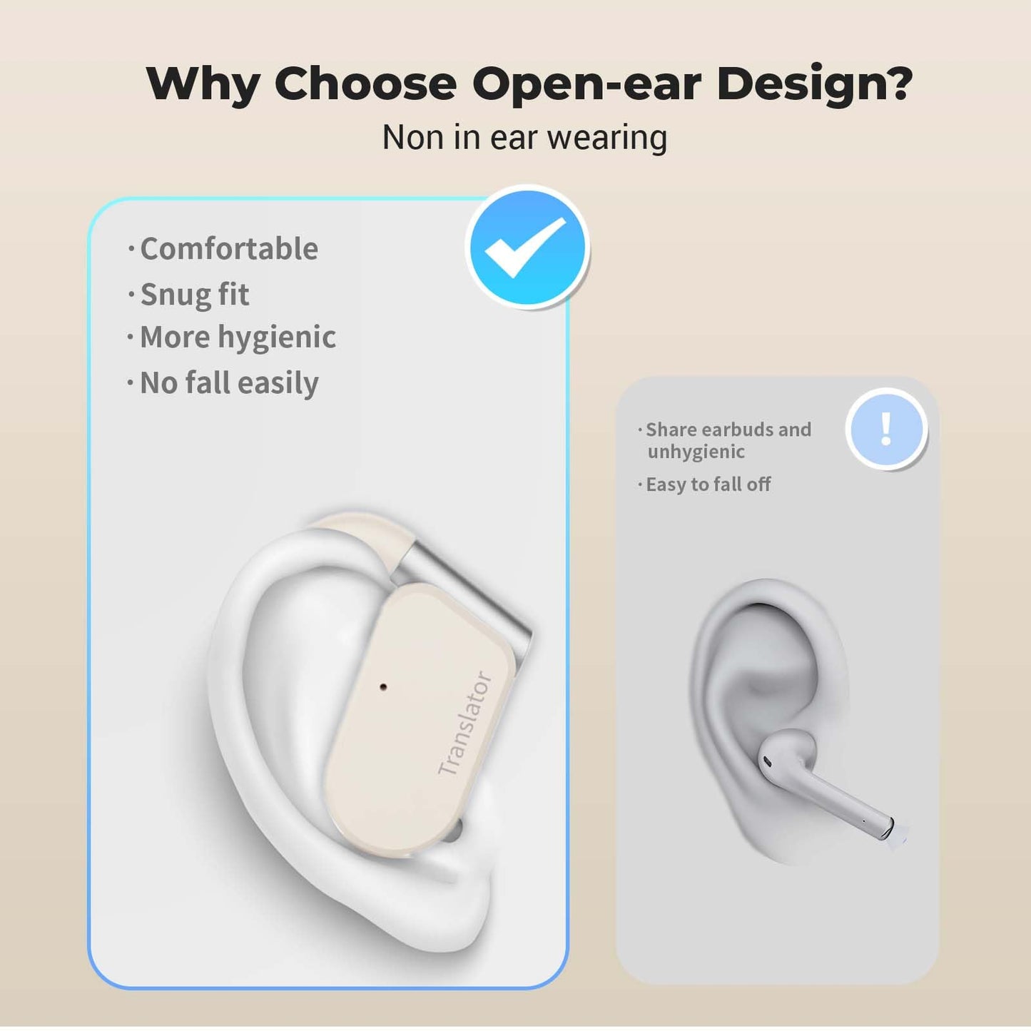 Wooask Translation Earbuds M9 Language Translator Device Open Ear Translator Headphones 98% High Accruacy Instant Translation in 1 Sec Support 144 Languages and Accents (No Offline Package)