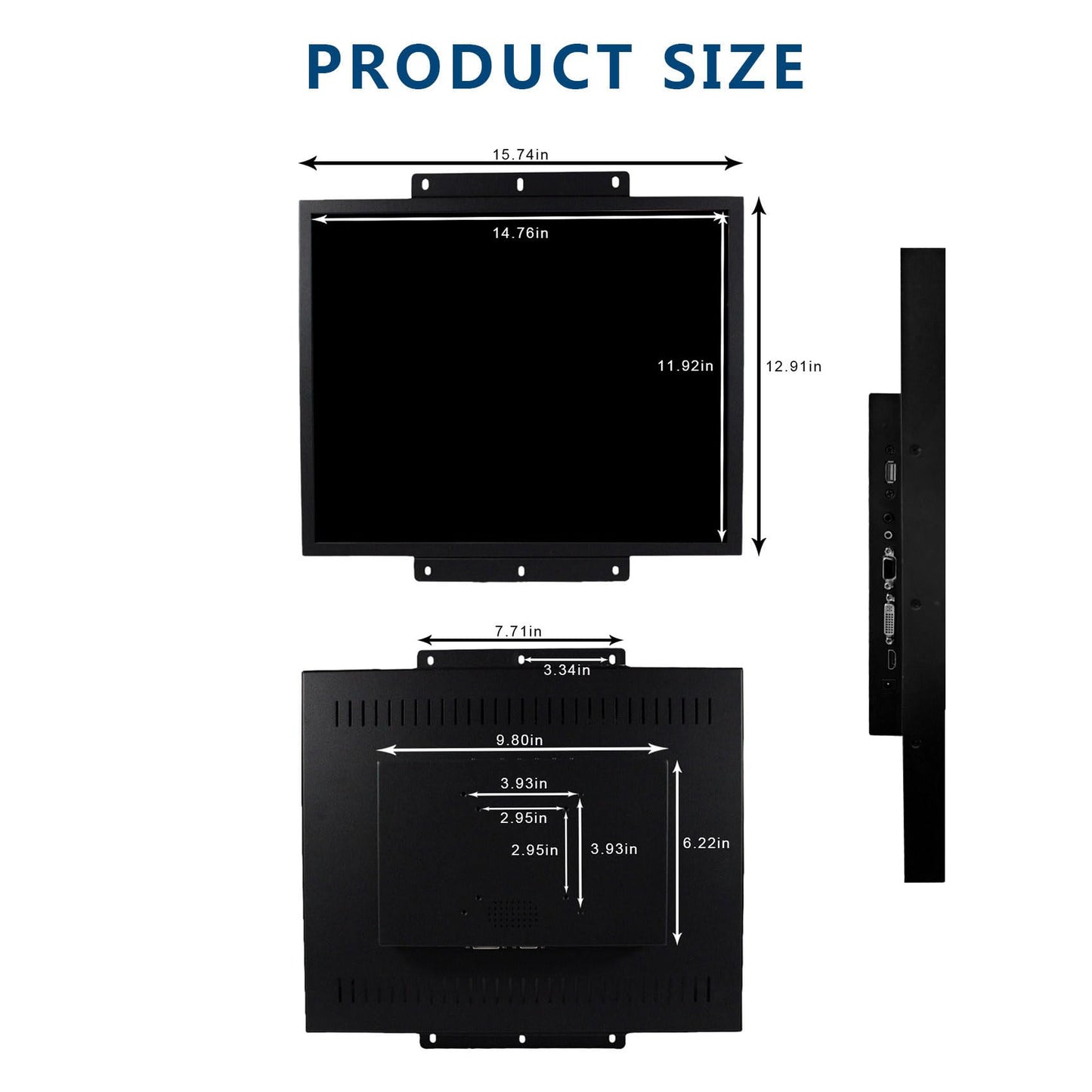 VSDISPLAY 19'' 1280x1024 IPS LCD Touchscreen Monitor 4:3 with VGA DVI Input for DIY Gaming/PC/Industrial Extra Display