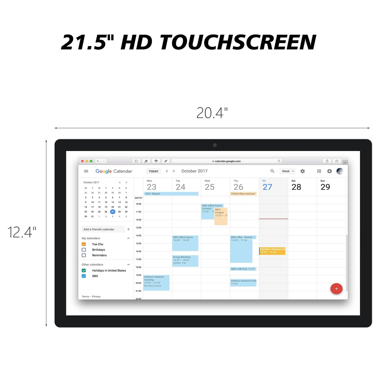 TouchWo 15.6 to 27 inch Touchscreen Digital Calendar & Wall Planners, Smart Whiteboard Calendar for Chore Chart & Work Schedule, Built in Speakers and Camera, Include Wall Mount & Desk Stand (21.5-inch)