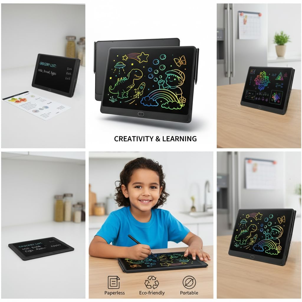 16 Inch LCD Writing Tablet 2 Pack, Large Electronic Notepad for Adults, Reusable Digital Memo Board for Office Desk and Meetings, Erasable Paper Tablet, Battery Operated (Black)
