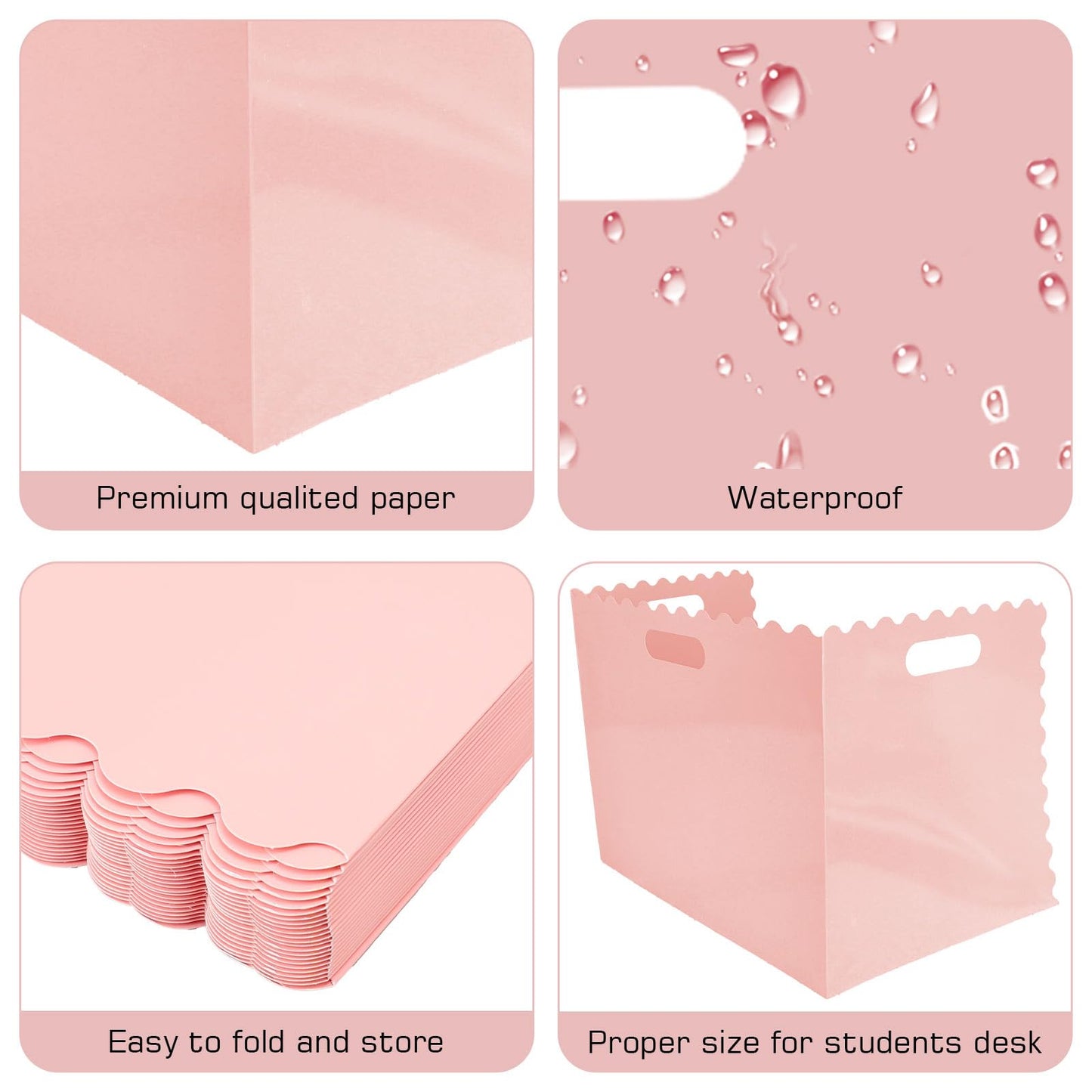 Whaline 24 Pcs Student Desk Privacy Boards Pink Classroom Desk Divider Shield Privacy Panel Folders Screen Partition for School Teacher Student Test Supplies