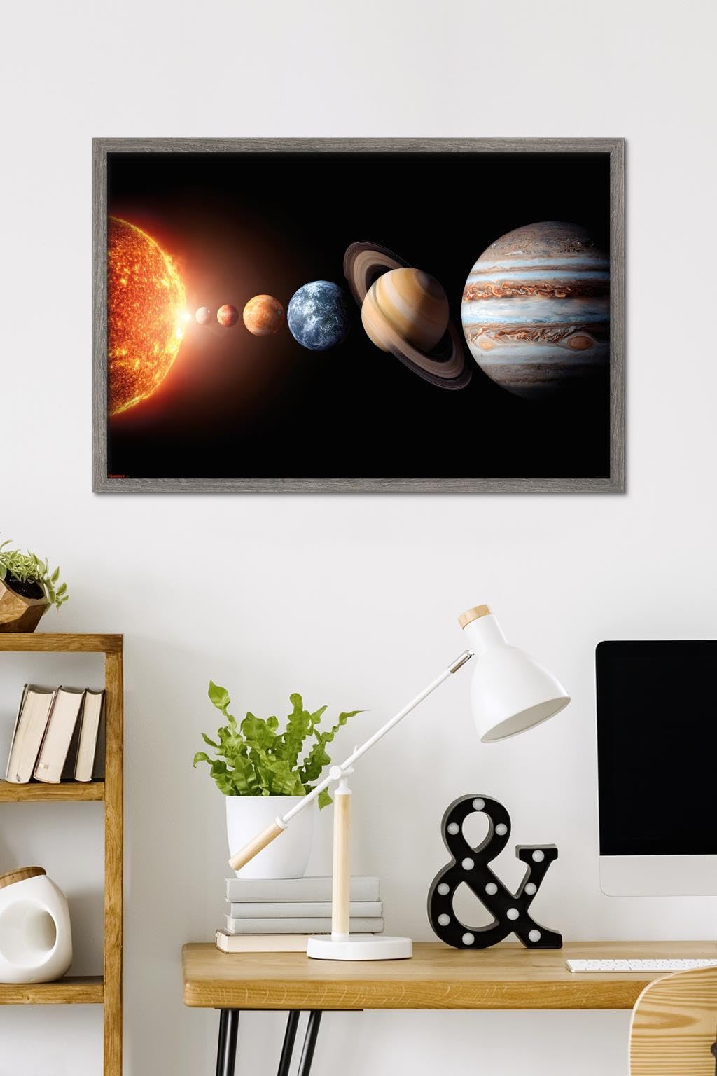 Science - Solar System Planets 26 Wall Poster, 34L" x 22.4W", Barnwood Framed Version