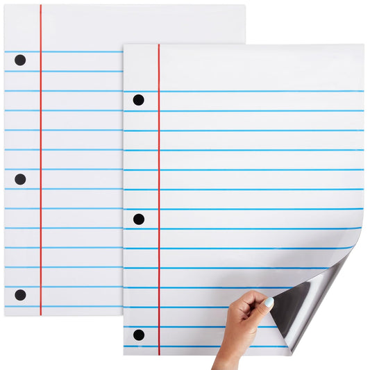 Bright Creations Magnetic Whiteboard Accessories Dry Erase Lined Notebook Paper - 17 x 22 in, Pack of 2, White, Vertical - Bulletin Board Paper