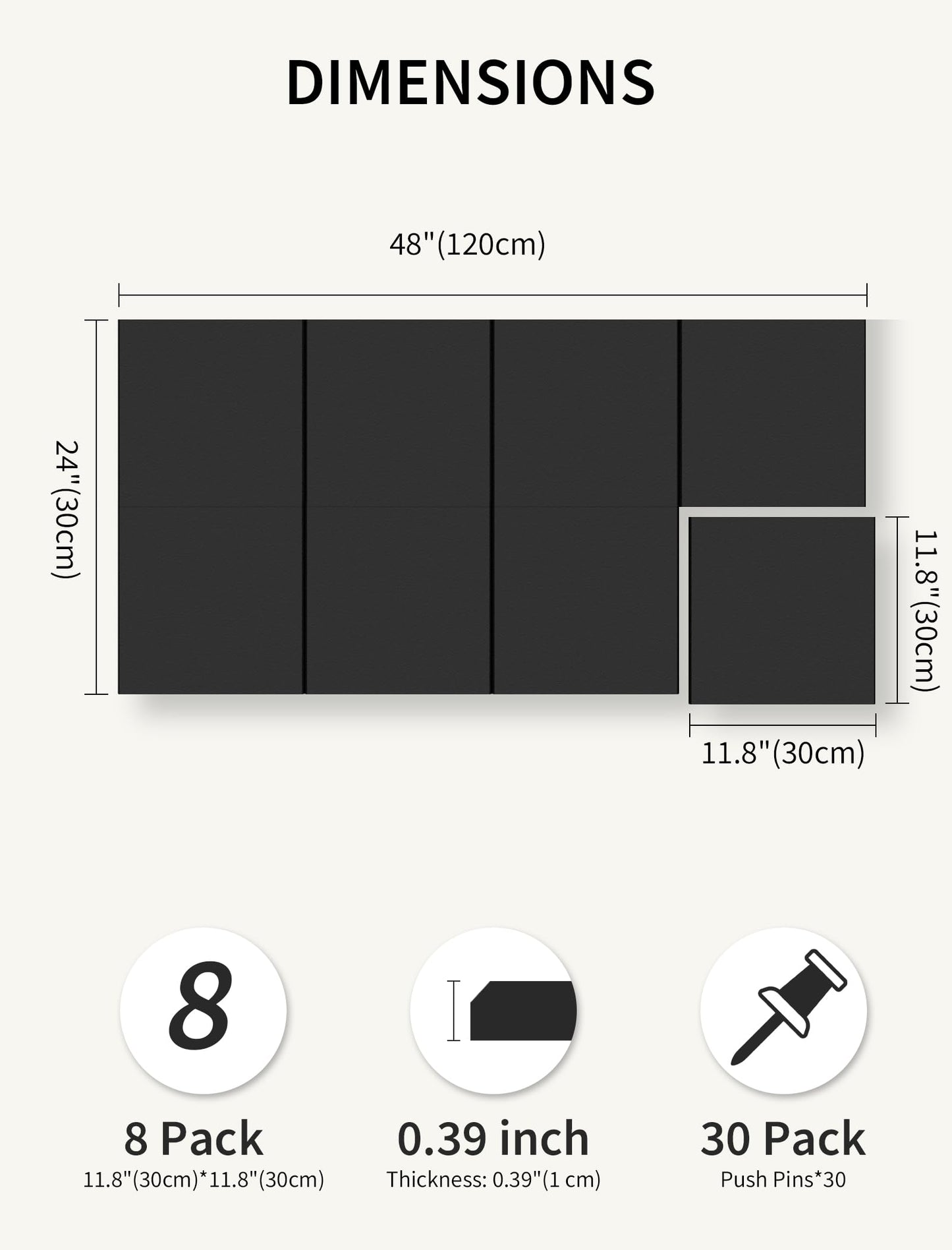 Large Bulletin Board 48"x 24" Cork Boards for Walls, 8 Pack Felt Wall Panels Photo Board, Cork Board for Office Home Pin Board
