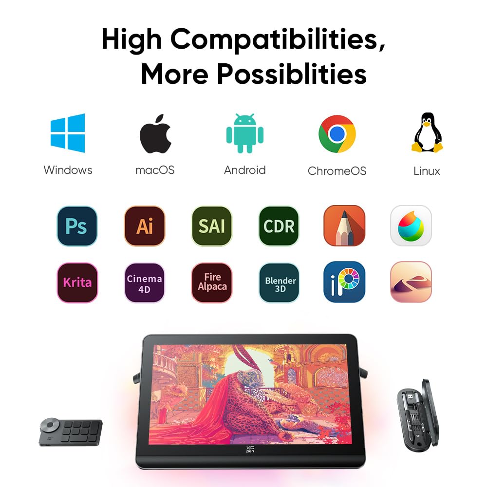XPPen 4K UHD Artist Pro 19 Gen2 Drawing Tablet with Screen, 156% sRGB Graphic Tablet with 1.07 Billion Colors Anti-Glare Drawing Monitor with Dual 16384 Pen Pressure Stylus, Mini Keydial, 18.4"