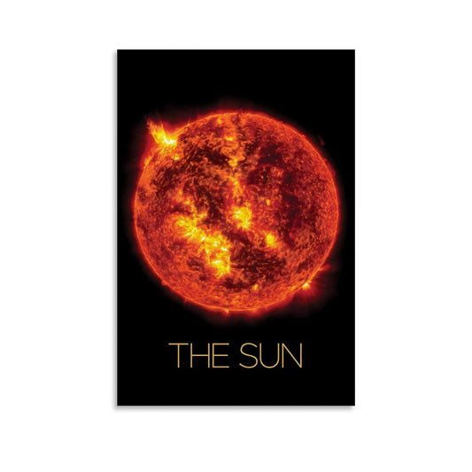 XIAOLOUTINYU Solar System Canvas Wall Art - The Sun star Space Poster for Kids Room Bedroom Classroom, STEM Educational Astronomy Decor, Science Gift for Boys Girls Teens, 16x24 Inch Unframed