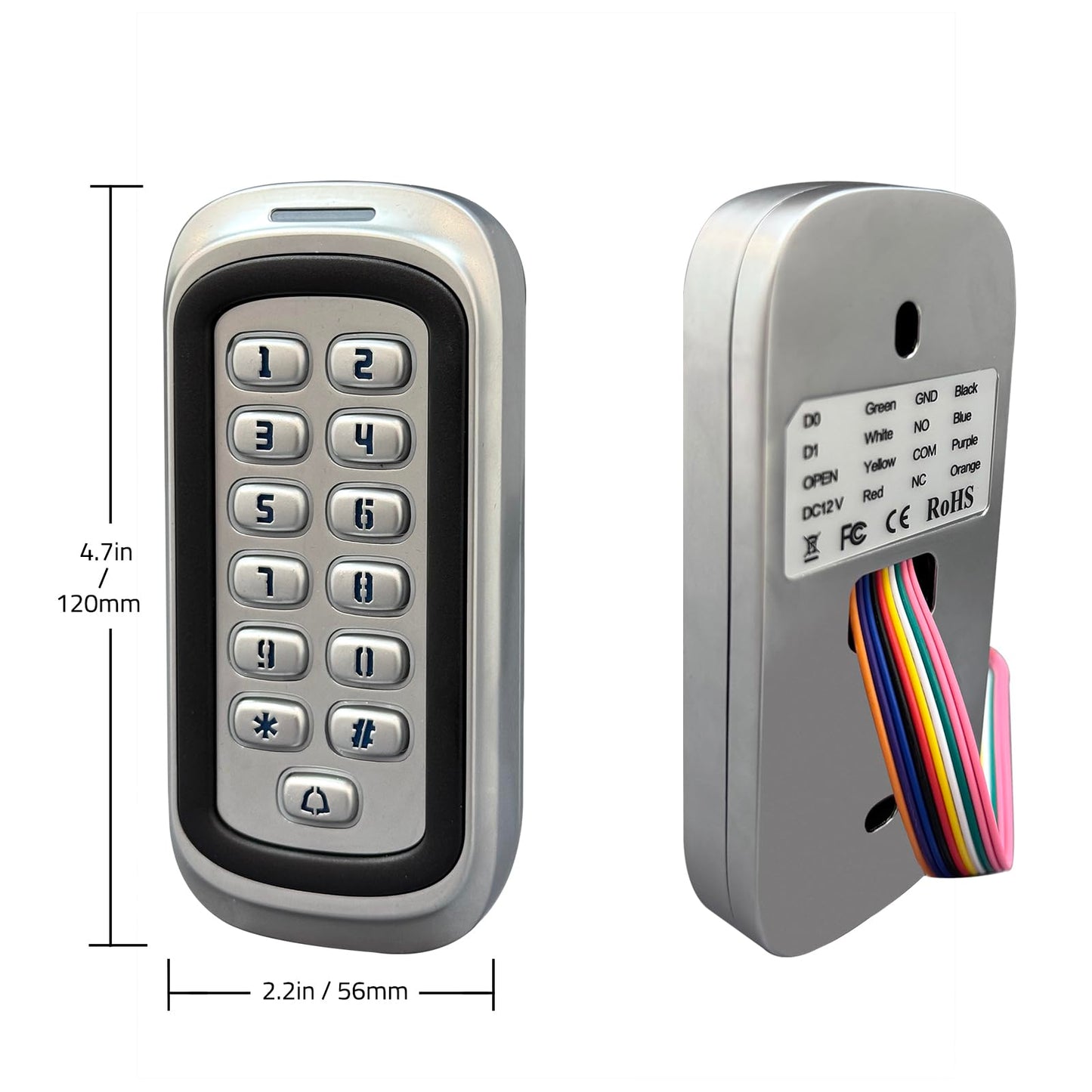 Wireless WiFi Access Control Keypad, 12V DC Metal Door Access Control System, IP68 Waterproof, TUYA Wireless Remote Unlock, Universal Keyless Entry Keypad for Garage Door Opener, Gate Opener
