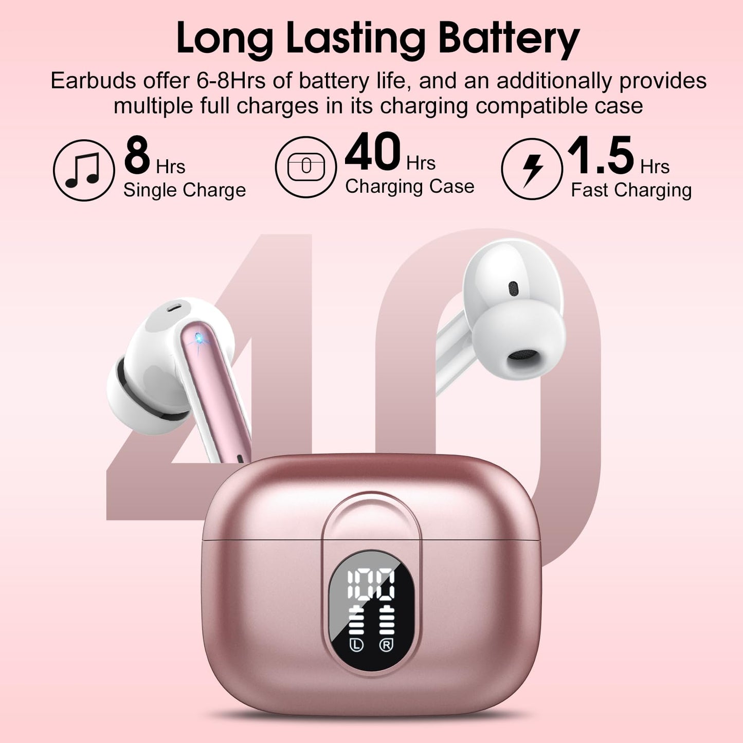 Csasan Ai Translation Earbuds Real Time,3-in-1 Buletooth 5.3 Translator Earbuds with 6 Translation Modes/164 Languages,No Subscription Required Translatior Headphones, Rose