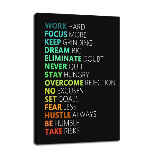 WYJZDZQ8 Inspirational Canvas Wall Art Motivational Poster Motivation Canvas Prints Artwork for Office Living Room Gym Modern Home Decor Painting Stretched and Framed Ready to Hang [24''Wx 36''H]