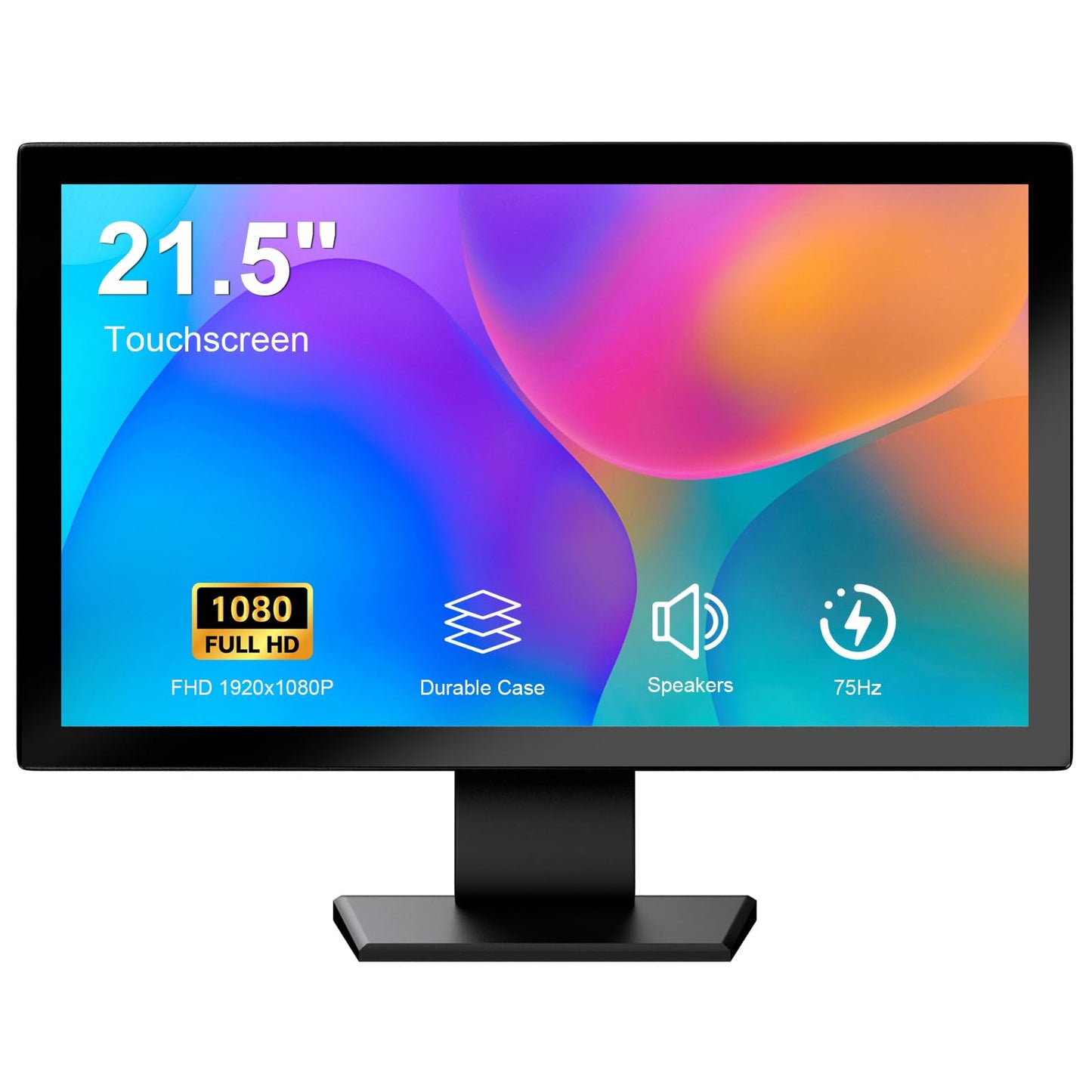 ZFTVNIE Touch Screen Monitor 21.5 Inch FHD 1920x1080P Industrial PC Display, HDMI VGA Touchscreen Computer Monitor for Laptop PS4 Xbox, 75Hz Desktop Touch Display, Black