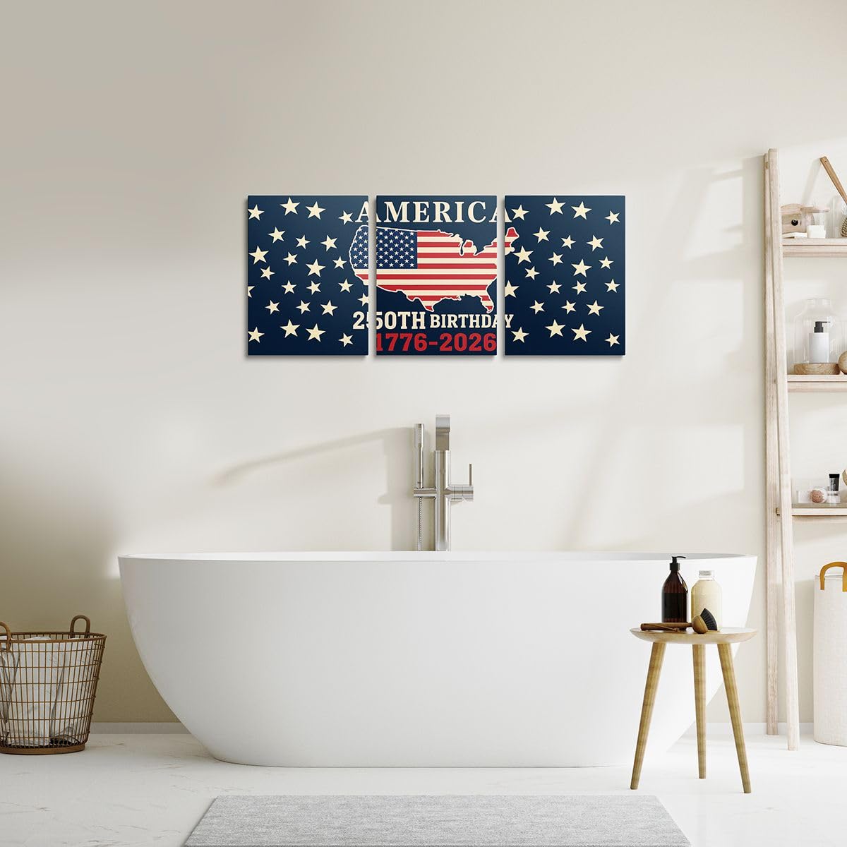 Feelyou Patriotic 250th Anniversary 3 Piece Canvas Wall Art for Living Room Bedroom 4th of July Wall Art for Home Decor America Star Print Office Decor Artwork America Map Picture Posters