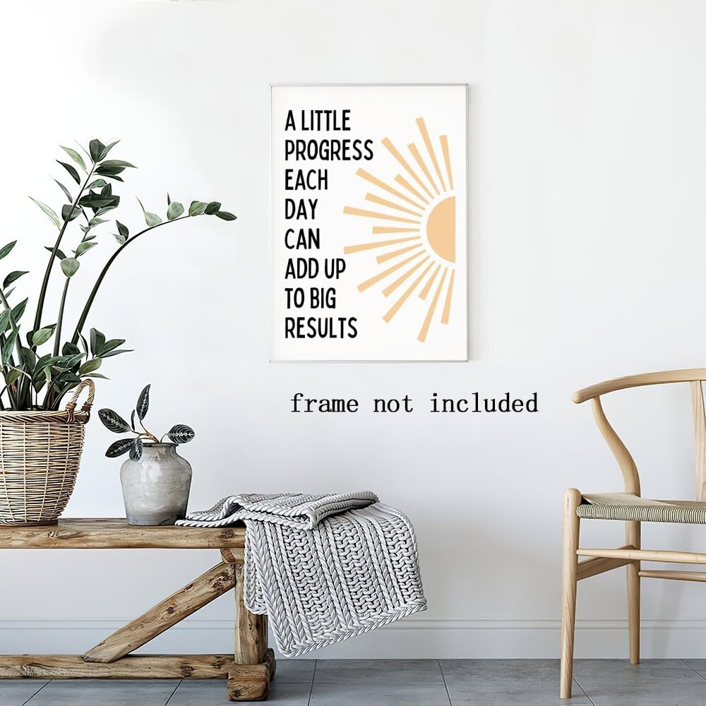 Motivational Phrases Wall Art Prints Inspirational Wall Decor A Little Progress Each Day Can Add Up To Big Results Progress Quote Poster for Living Room Office Classroom Decor 8x12in Unframed