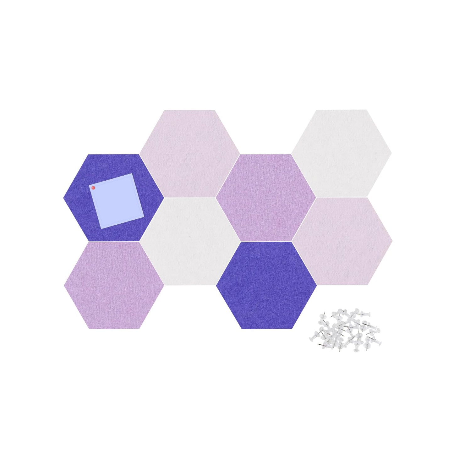 Afumazi Felt Bulletin Board Tiles, 8 Pcs Hexagon Wall Tiles with Removable Adhesive, 7.9×6.9 Inch Cork Pin Board for Classroom, Home, Office (Set F, Middle)