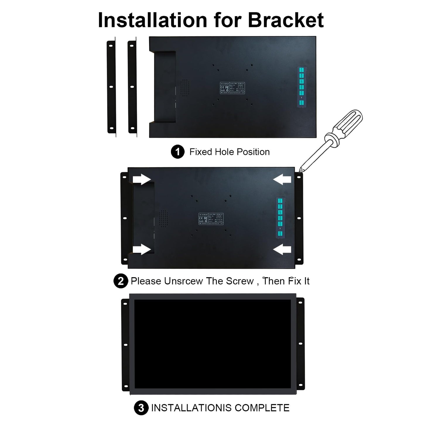 VSDISPLAY 21.5 Inch 1920x1080 IPS LCD Industrial Monitor 1000 Nits High Brightness Supports H/D/DVI/VGA Video Inputs,for Outdoor Display