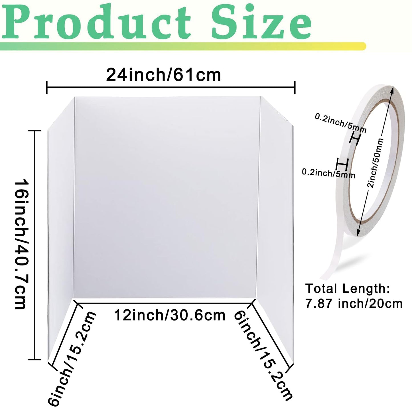 3 Pack Medium Trifold Poster Board, 24 x 16inches Poster Board with Double Sided Tapes and Cardboard, Corrugated Presentation,Science Fair Display Boards for School Project, Science Fair, Business