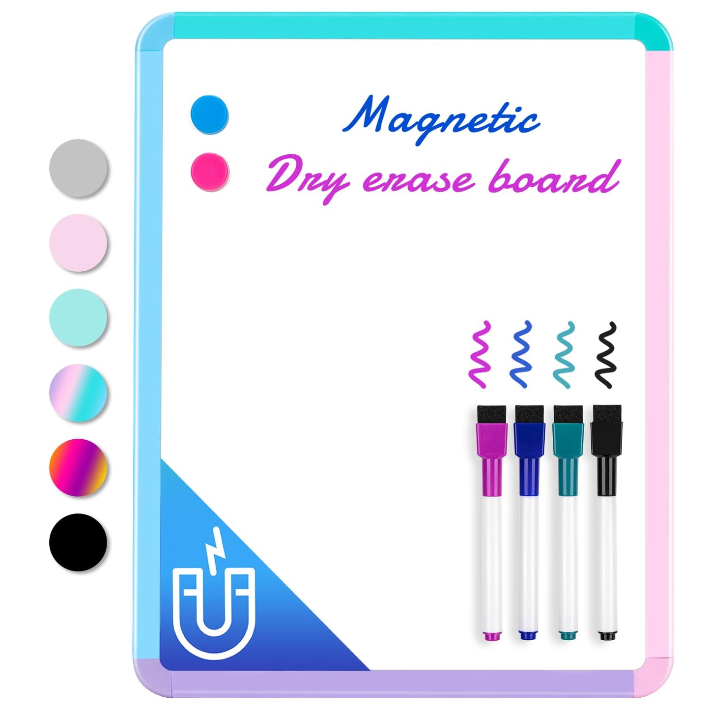 VUSIGN Small White Board Dry Erase, 11''x14'' Magnetic Dry Erase Board, Mini Whiteboard with Markers for Students, Fridge, Wall, Locker