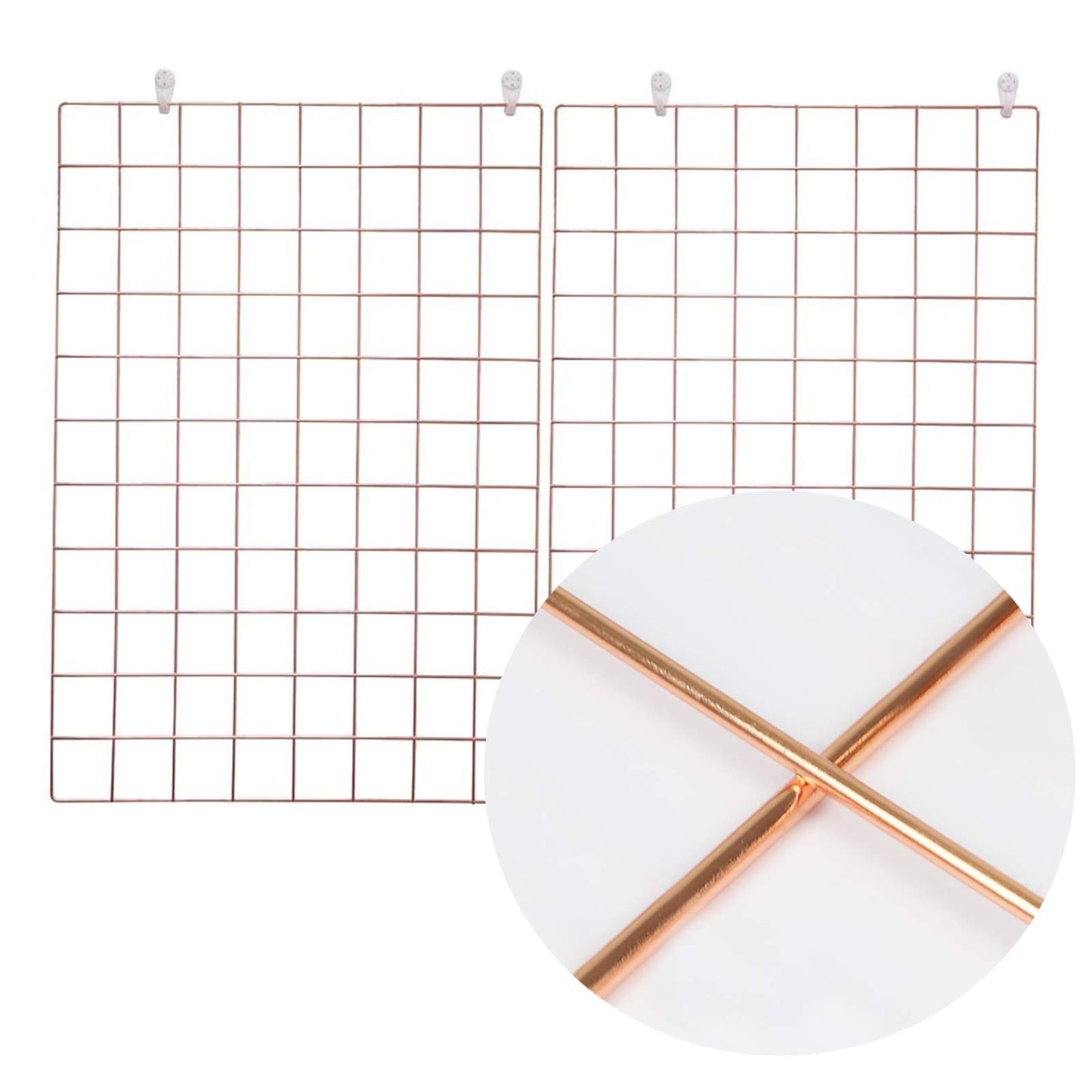 GBYAN Wall Grid 2 Pack Wire Photo Grid Panels Metal Picture Rack Wall Organizer for Memo, Photo Display, 25.6" x17.7 Each Grid Panel