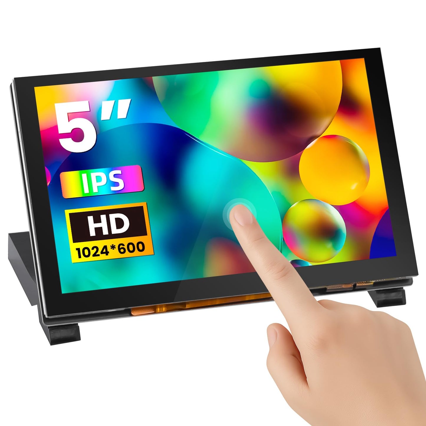 ELECROW 5 Inch Touchscreen Monitor for Raspberry Pi, 1024X600 IPS HD Capacitive Touch Screen Display with Acrylic Stand, Plug and Play, Compatible with Raspberry Pi 5/4/3, Banana Pi, Jetson Nano