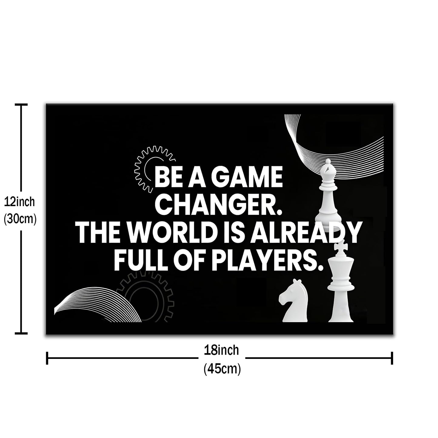 PSYYSP Motivational Wall Art For Office Inspirational Quotes Be A Game Changer Canvas Print Framed Chess Poster For Men Desk Decor Strategy Leadership Empowerment Small 12x18 Inch Artwork