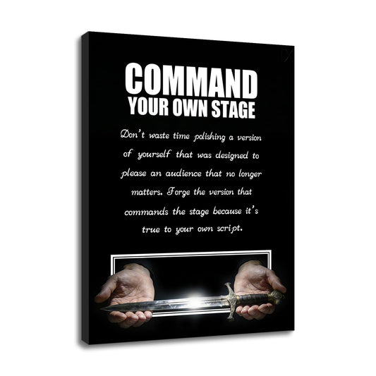 YSPCSUN Inspirational Posters For Home Office Decor Glowing Sword Wall Art Motivational Quotes Canvas Paintings Leadership Signs For Gym Masculine Room Decoration Ready To Hang 24x18 Inch