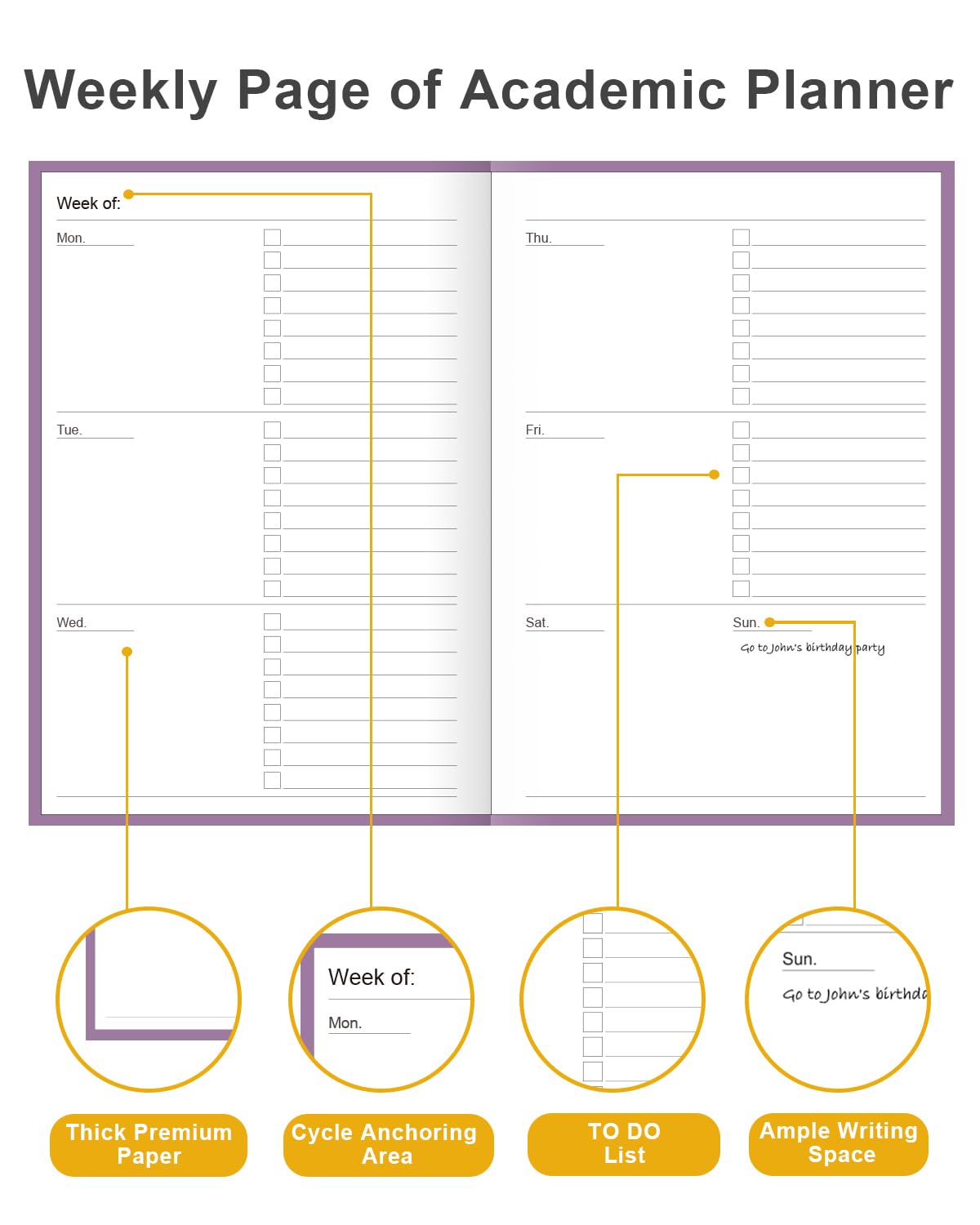 Academic Planner for 2026-2027 or Anytime – 5.8" x 8.5" Undated Weekly Student Planner For Homeschool, High School, College & Nursing Students, 200 Pages, Purple