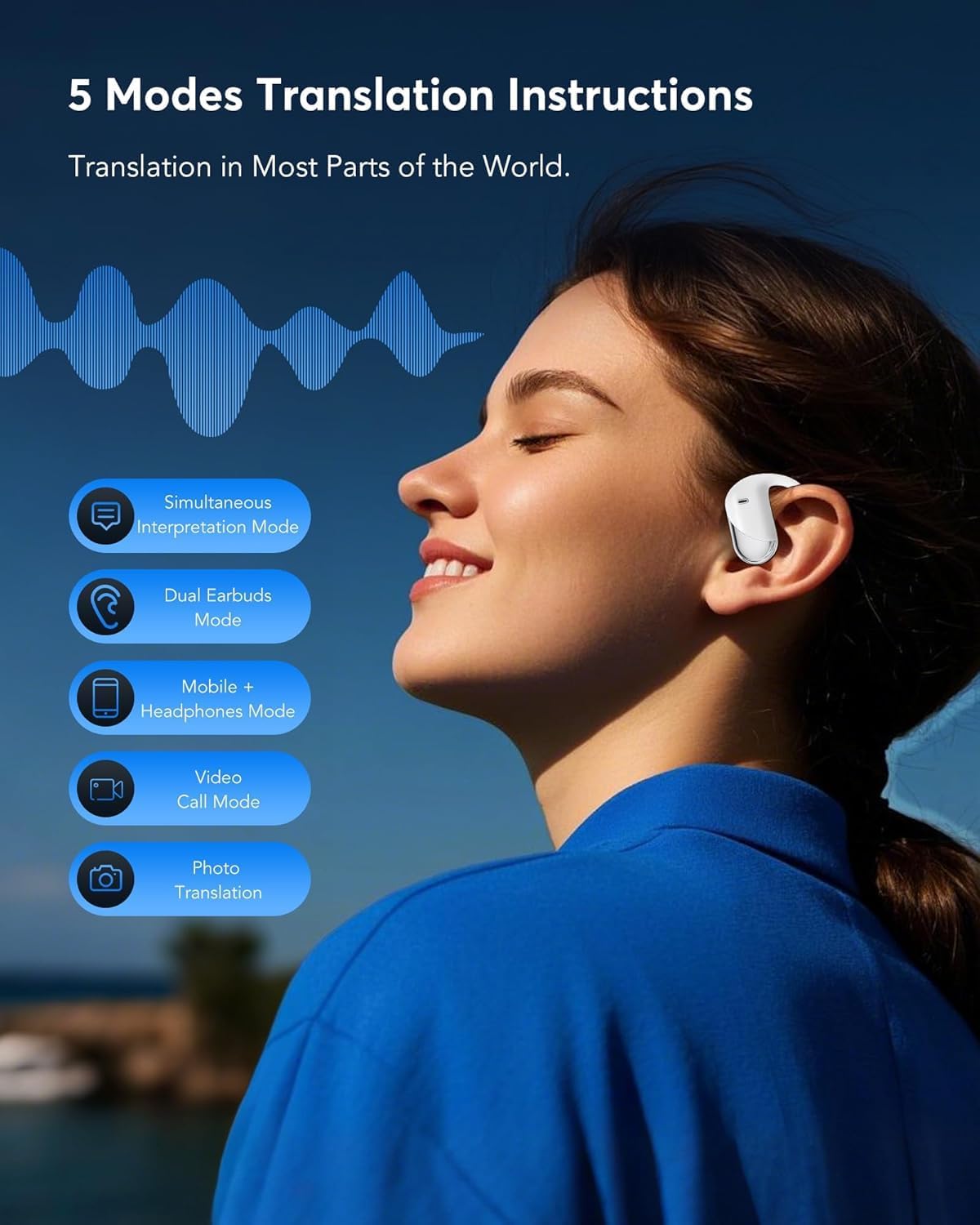 Paekole AI Translation Earbuds Real Time - Audifonos Traductores Inglés Español, 3-in-1 Translator Device, Supports 198 Languages & Accents, Open Ear Earbuds with Charging Case,Vanilla White