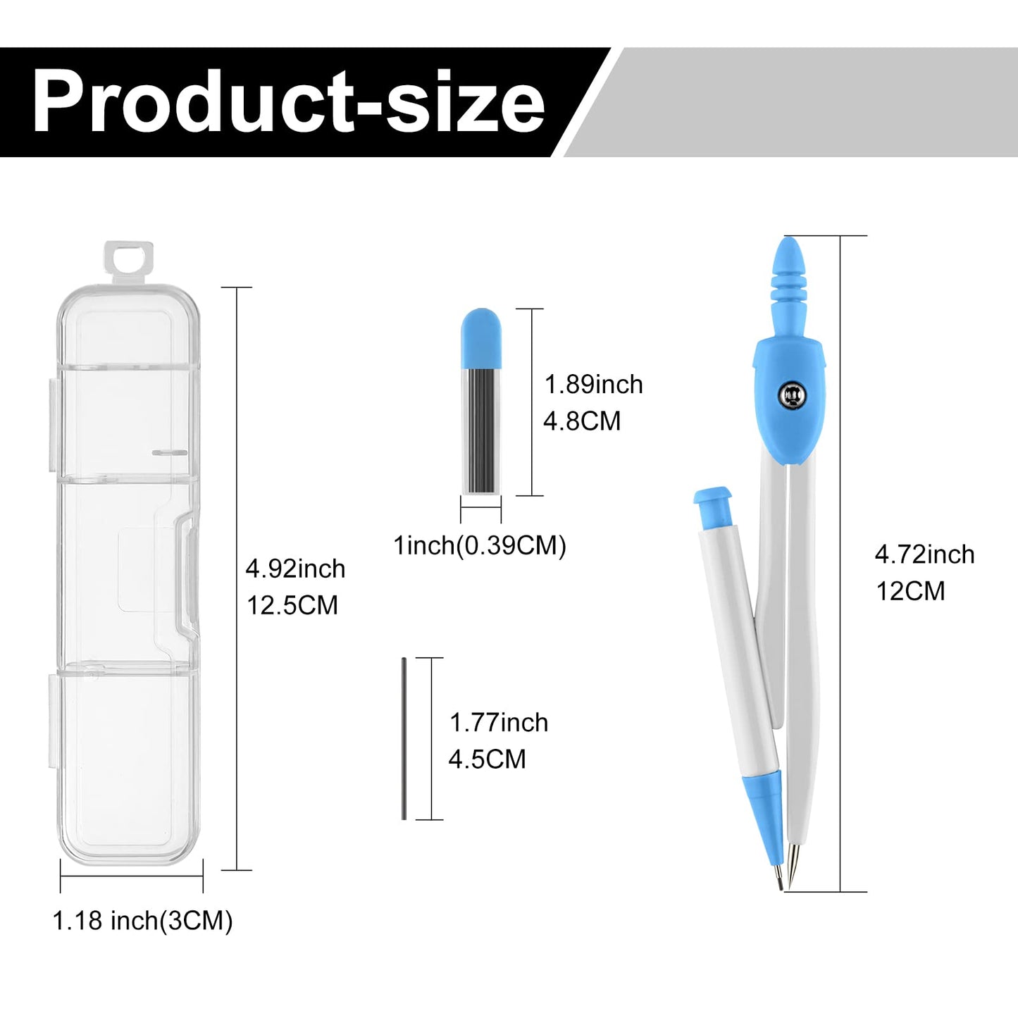 50 Packs Basic Geometry Compass In Bulk,Mechanical Pencil Desiged with Etra Lead,Student Drawing Tools Compass Math Compass Set (Colorful)
