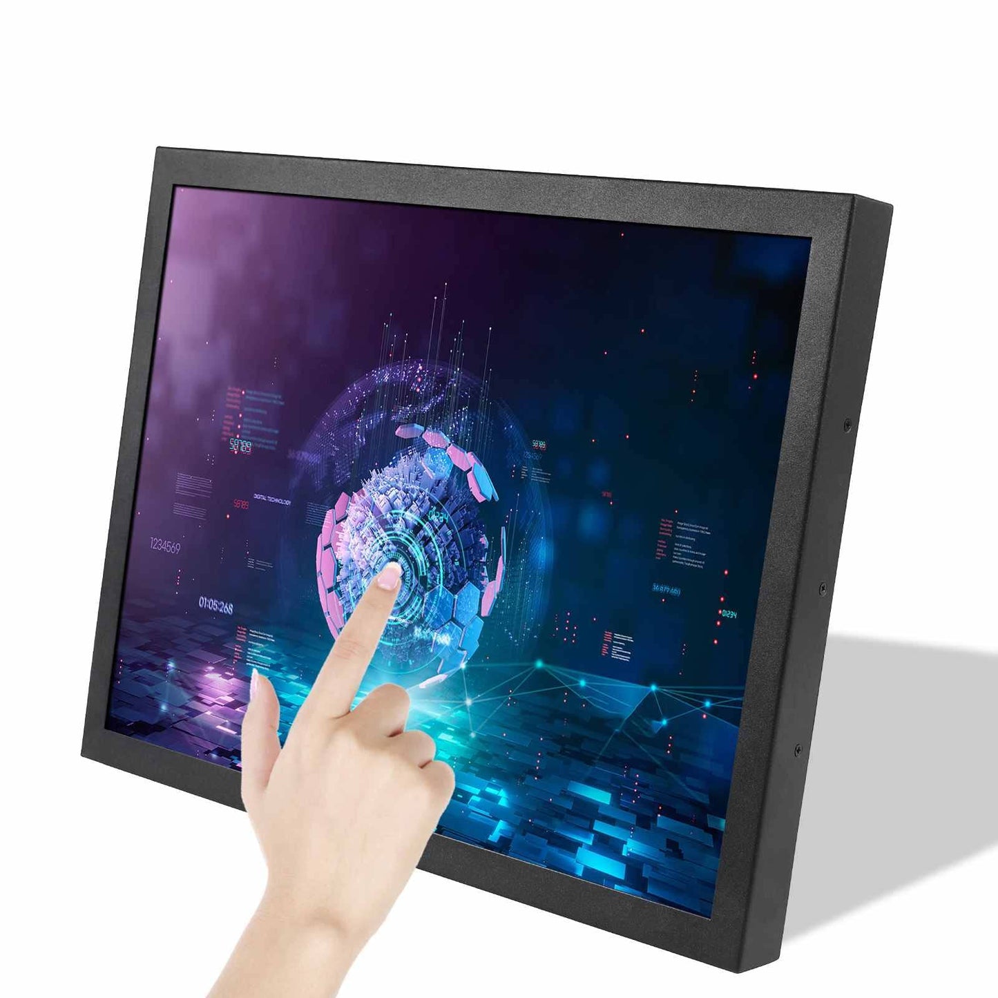 VSDISPLAY Portable Industrial Monitor with Dual Speaker,15 Inch 1024x768 4:3 IPS LCD Touchscreen and VGA DVI Video Input,Metal Shell with Bracket