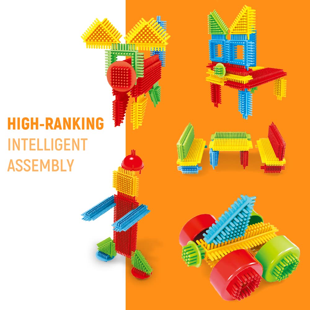 teytoy My First Baby Building Toys, 150pcs Bristle Shape 3D Building Blocks Toy Set for Kids Ages 3-8 Years Old, STEM Educational Preschool Toys