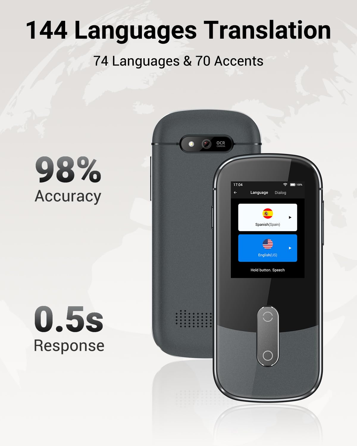 XUPURTLK Language Translator Device No WiFi Needed, Two-Way Real Time Voice Translation Device, 144 Languages Online Offline Voice Text Photo Translation for Travel, Business, Learning
