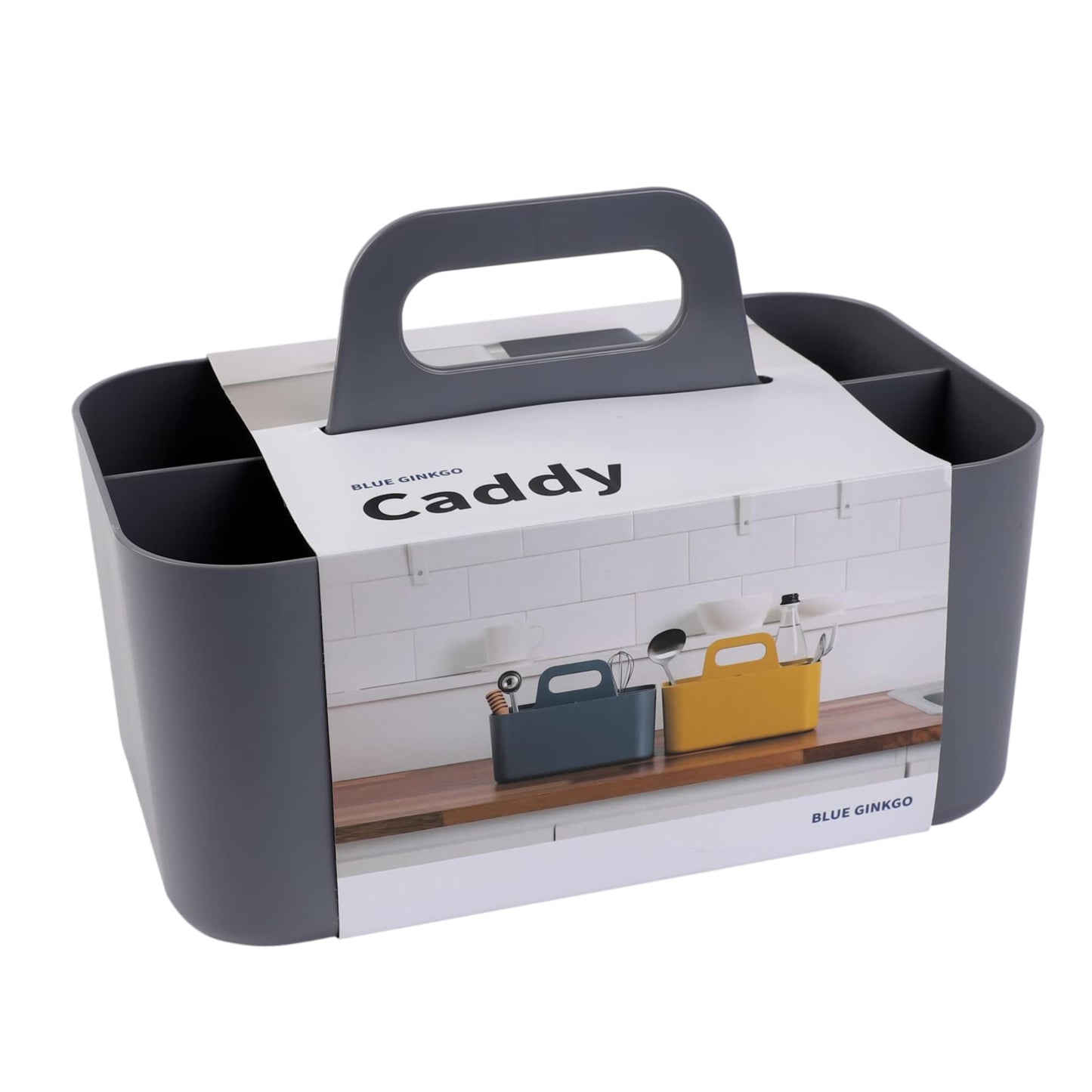 BLUE GINKGO Stackable Organizer Caddy – Korean-Made Portable Tote for Bathroom, Office, Crafts, or School Supplies (Rectangle, Gray)