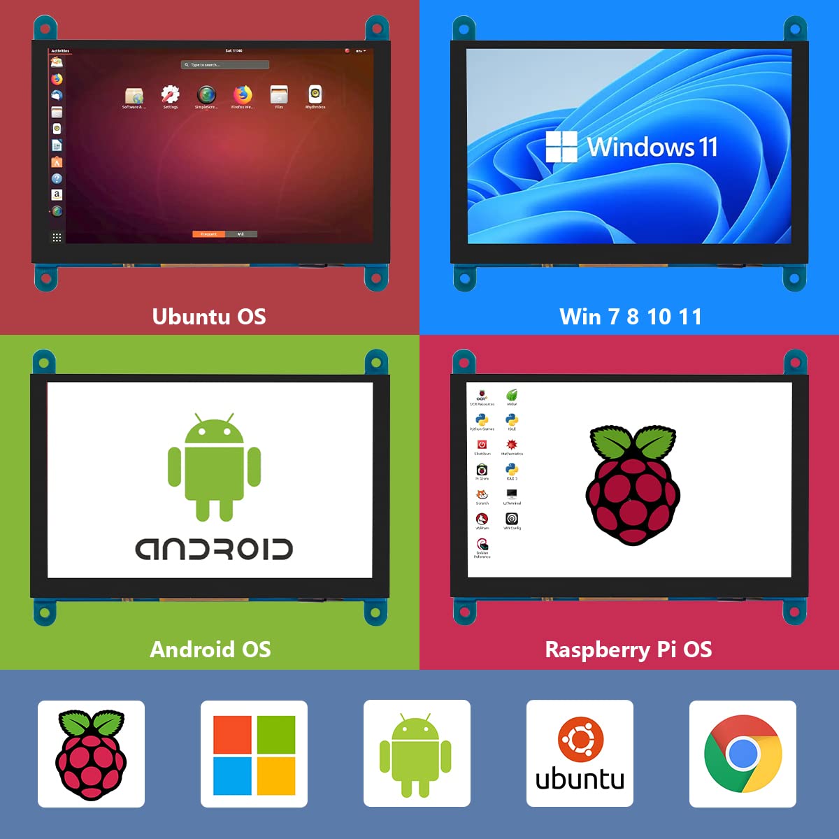 Hosyond 5 Inch IPS LCD Touch Screen Display Panel 800×480 Capacitive Screen HDMI Monitor for Raspberry Pi 5/4/3, BB Black, Windows 10 8 7