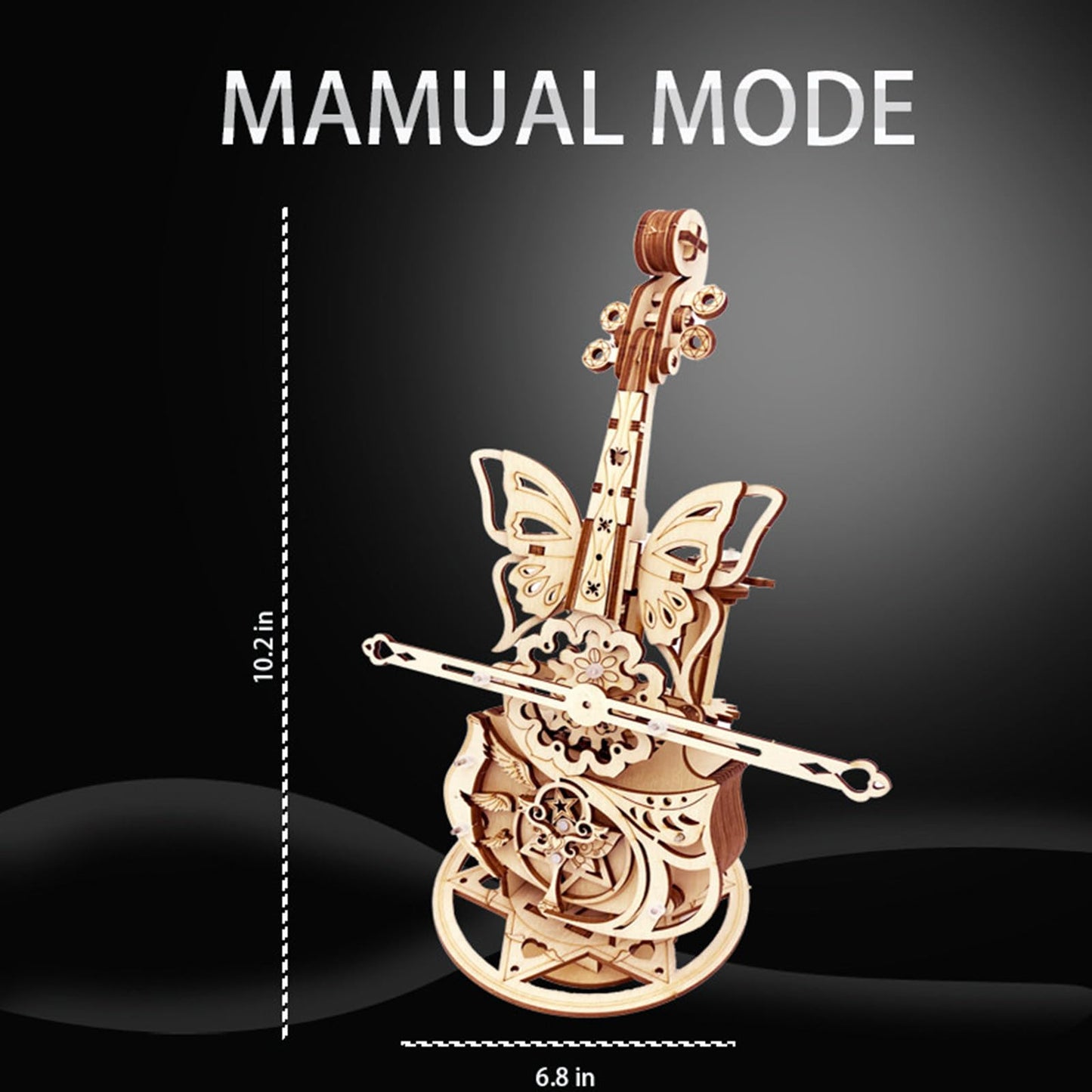 3D Wooden Puzzle for Adults - Cool Cello Music Box DIY Model for Adults to Build Wood Crafts Mechanical Puzzle Building Kits for Age 14+Years Old