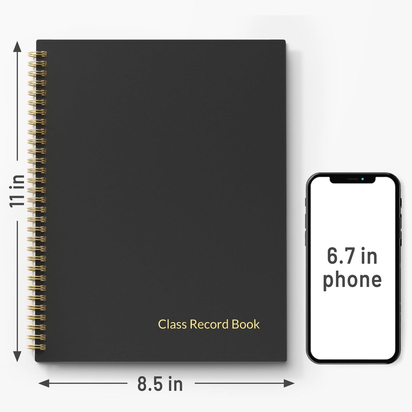 SUNEE Teacher Class Record Book for 9-10 weeks, 36 Names, 8.5x11 Inch, 104 Pages (52 Sheets), 100gsm Thick Paper, Larger Grade Recording up to 36 Students with Water-Resistant Plastic Cover, Black
