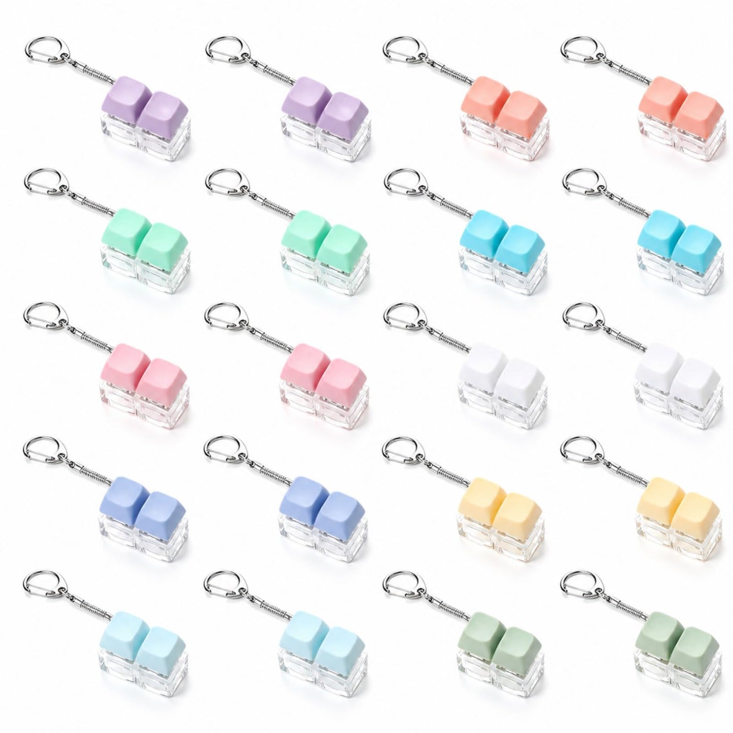 Lewtemi 20 Pcs Keyboard Fidget Toy Clicker Keyboard Fidget Keychain Decompression Button Clicker Toys for Adult Button Stress Relief to Relax Stress Anxiety Decompression Gifts (Macaron Colors)