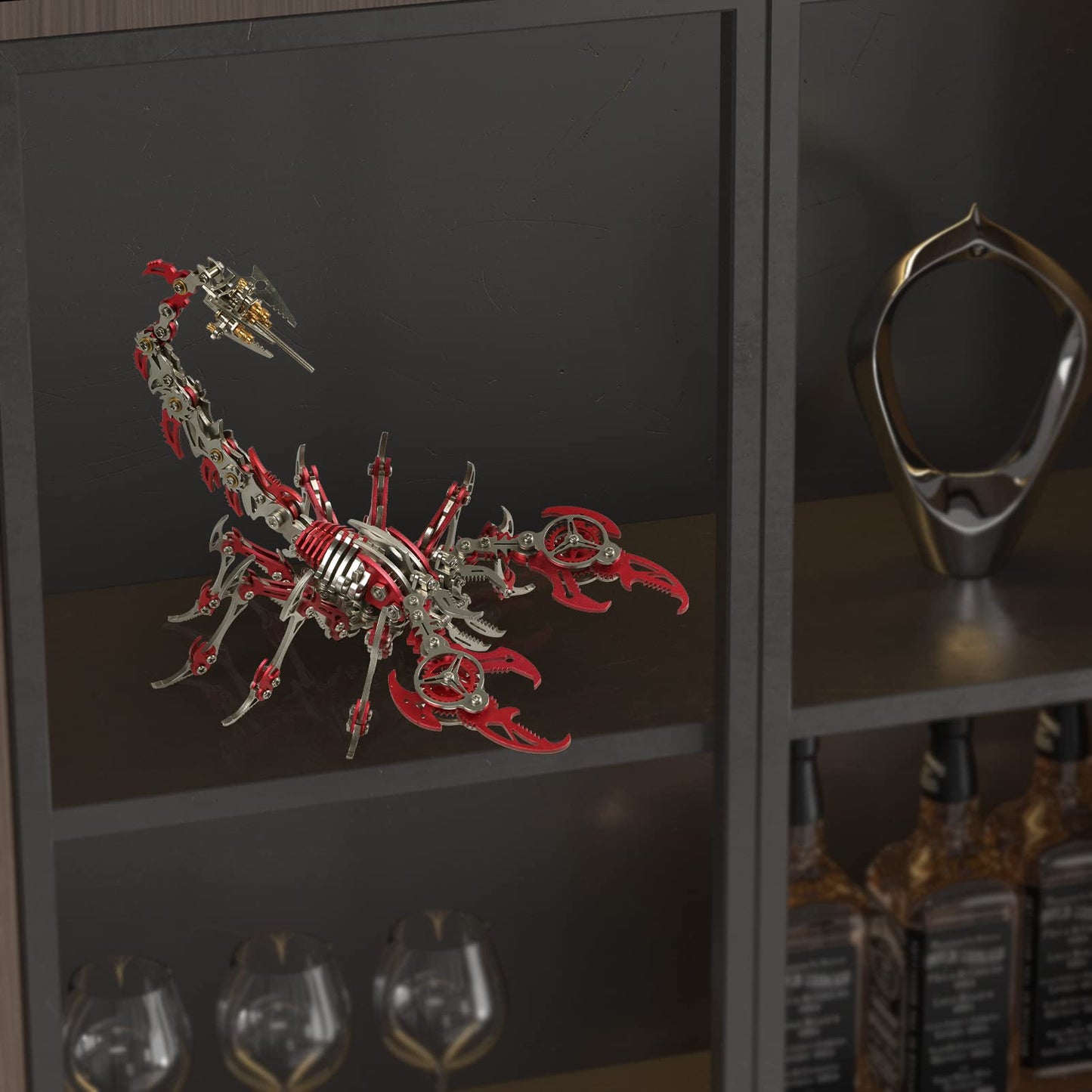 Metalkitor Scorpion 3D Metal Puzzles Kits for Adults Teens – 454 Pcs – Mechanical Assembly Models – 4 Hours to Build – Ideal for Gifts and Decorations (Red)
