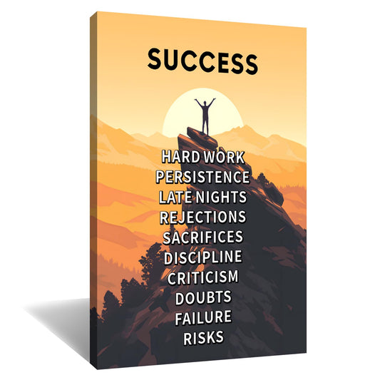 Motivational Wall Decor Inspirational Success Quotes Printed on Canvas Positive Affirmation Sign Picture Poster Artwork for Modern Home Bedroom Living Room Gym Stretched and Framed [12''Wx 18''H]
