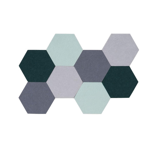 Afumazi 8Pcs Hexagon Felt Cork Board Tiles Self Adhesive Bulletin Board, Pin Board for Wall Decor Memos Photos Display (Set G)