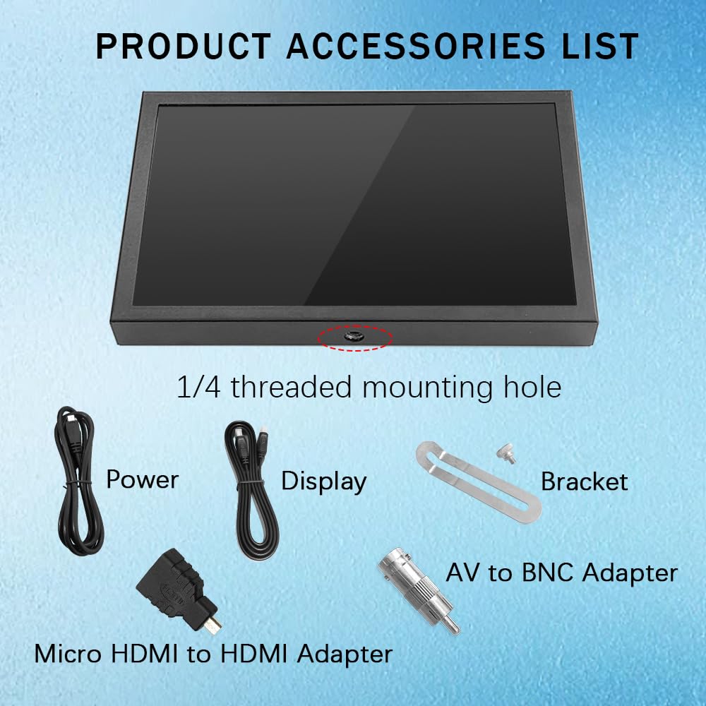 JniTyOpt 7 Inch Mini Monitor HDMI, Portable Vga Monitor with AV BNC 1024×600 LCD Screen with Built-in Speakers,IPS Multi-Function Small Display for Raspberry Pi PC/TV/DVD/CVBS