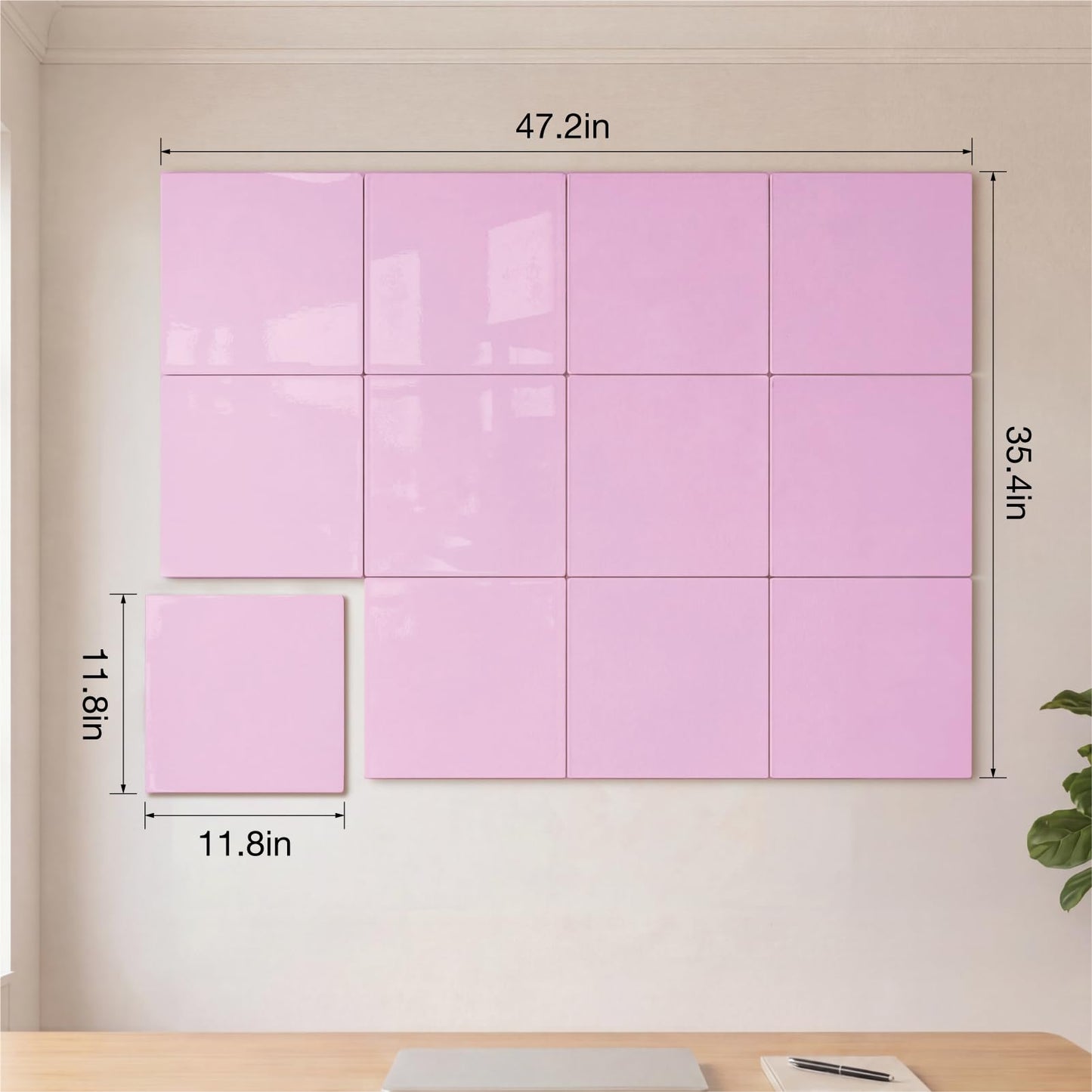 Comix Magnetic Board, 12 Pack Magnetic Whiteboard for wall, 11.8 x 11.8 Inches Dry Erase Board for Kids, Students, White Board Dry Erase Set for Fridge, Office and Home, Pink