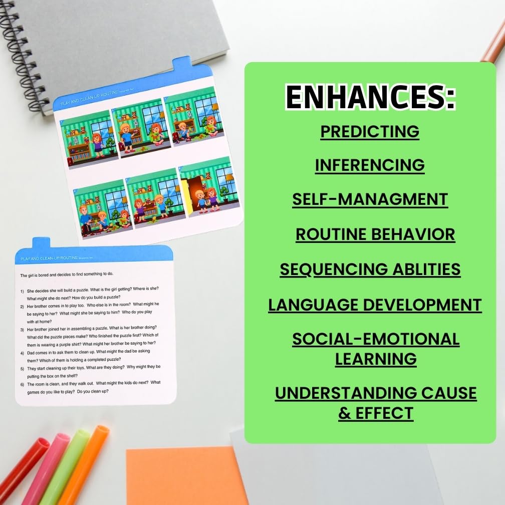 Sequencing Daily Routine Conversation Cards | Learning Material for Social Skills & Emotional Intelligence| Speech Therapy Resources | Articulation, ESL & Storytelling Cards | Sequencing Card Game