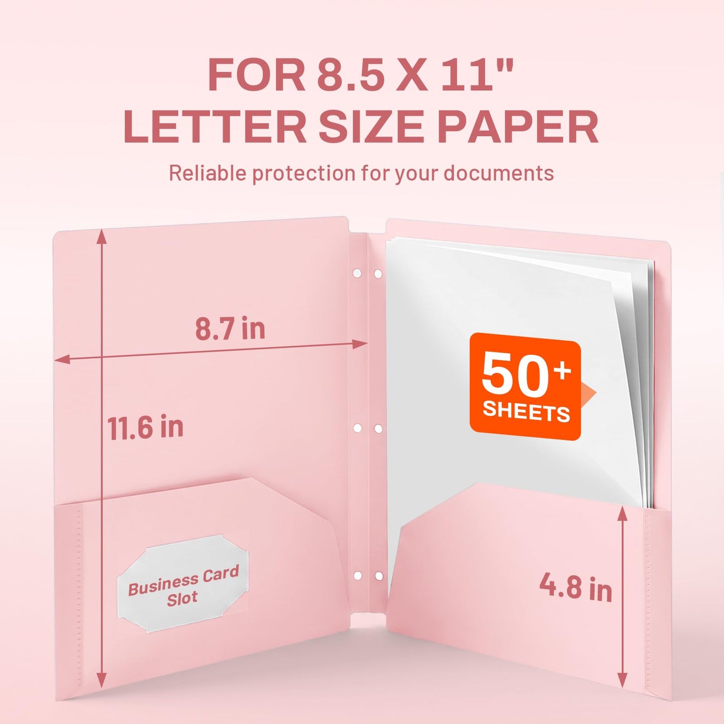 SUNEE 3 Hole Pocket Folders (12 Pack, Pastel Color) Plastic Pocket Folders for 3 Ring Binder, 3-Hole Punched Folders with Pockets, for Kids, Students, Teachers, Office Staff
