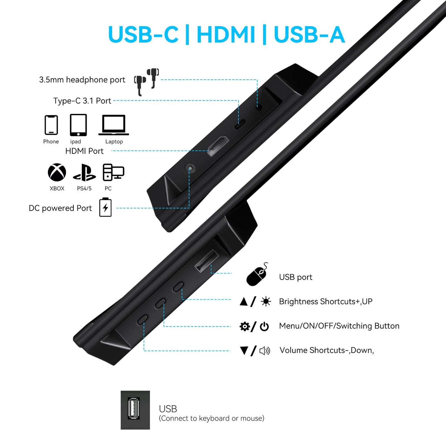 Prechen 23.8" 200hz Portable Touchscreen Monitor 99% sRGB VA FHD 1080P, VESA, Built-in Speaker, w/90°Adjustable Stand USB-C HDMI External Second Touch Screen Display for Laptop/PC/Phone