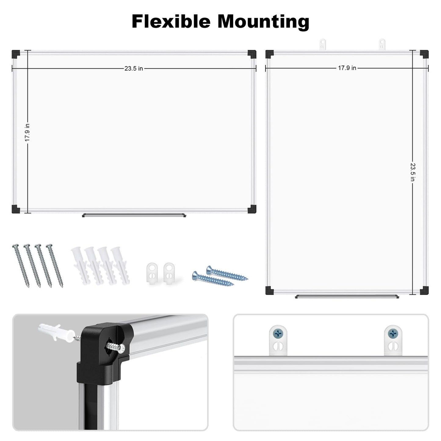 XBoard Magnetic Whiteboard 24 x 18 Inch, Dry Erase Board with Aluminium Frame for Home School Office
