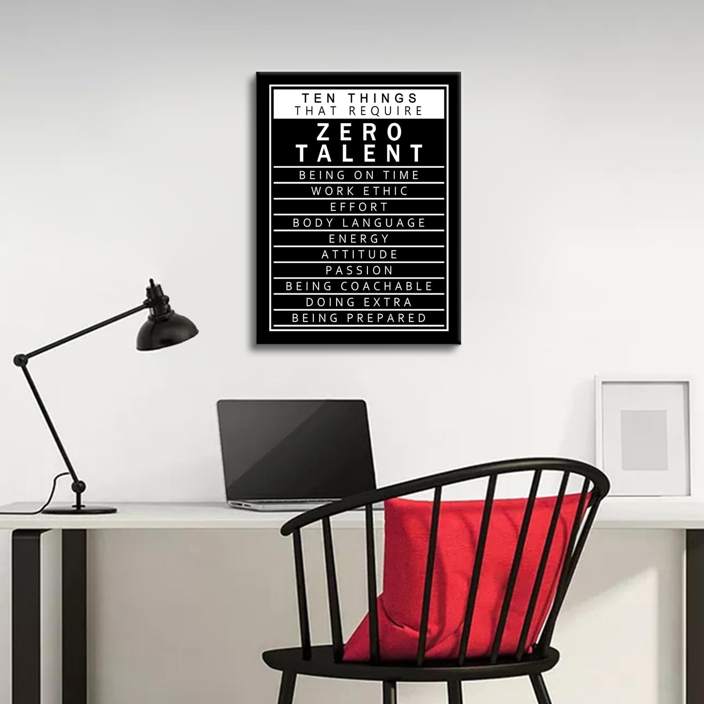 Inspirational Canvas Wall Art Motivational Posters 10 Things that Require Zero Talent Canvas Print Artwork Positive Inspirational Quotes Painting Office Wall Decor Stretched and Framed [18''Wx 24''H]