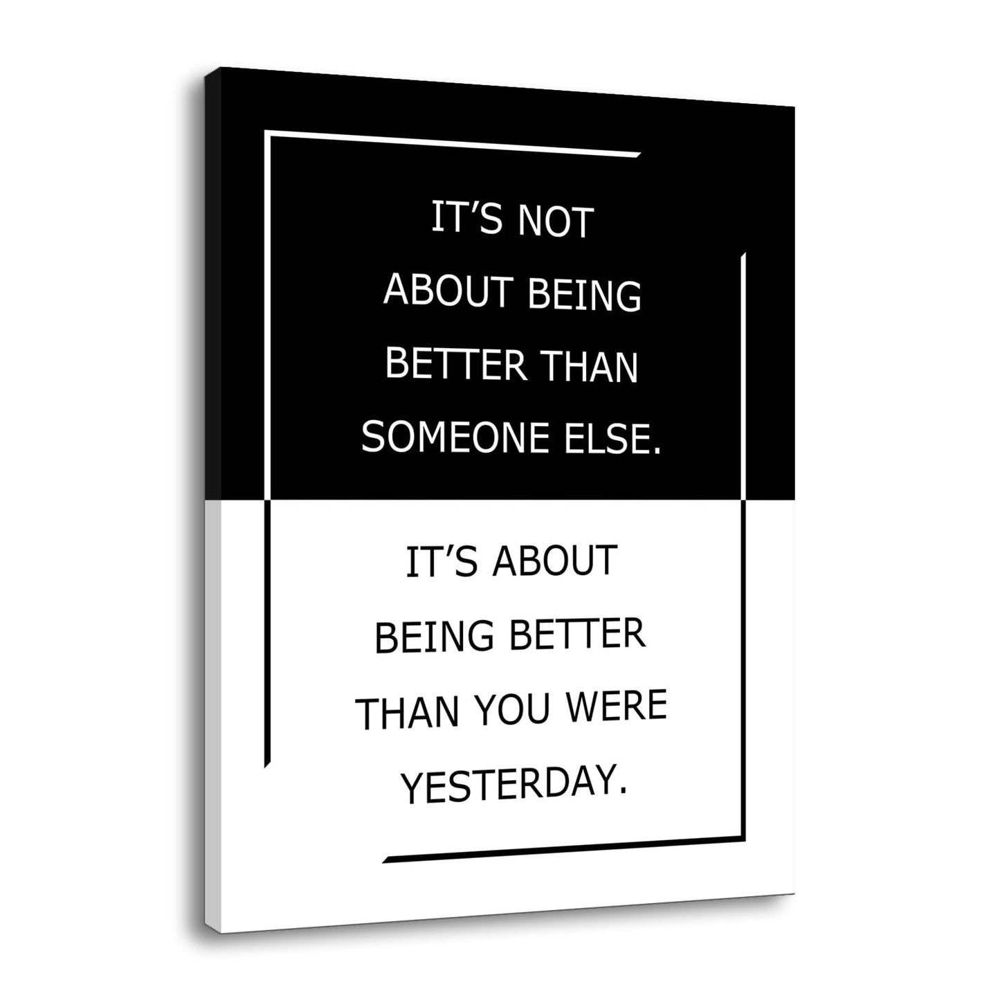 Inspirational Canvas Wall Art Motivational Posters It’s Not About Being Better Than Someone Else Print Artwork Positive Inspirational Quotes Painting for Office Decor Living Room Framed [18''Wx24''H]