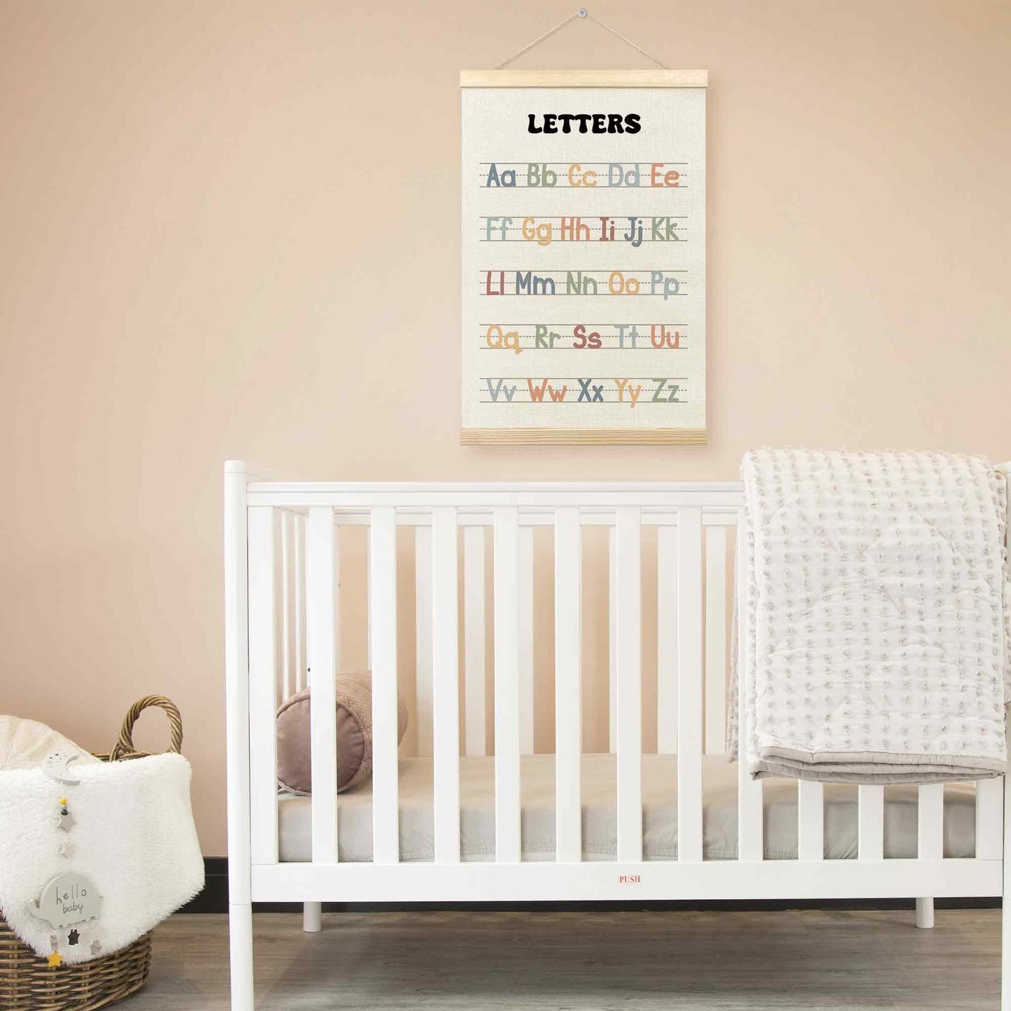 TLESKE Boho Classroom Alphabet ABC Chart Poster Hanger Frame, Homeschool Hanging Wall Art Decor for Toddler Kids Room Nursery Playroom, Preschool Prek Learning Educational Poster Print Banner, 16x24