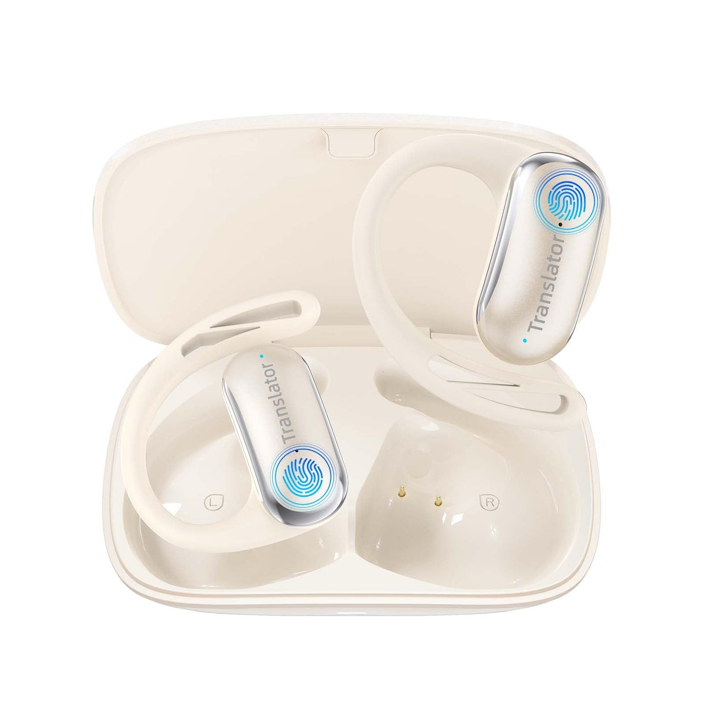 ANFIER AI Translator Earbuds Translation Earbuds Real-Time 98% Accuracy 0.5s Response |Lifetime Free Offline Translation(8 Languages) & Online Translation(144 Languages) AF56 Beige