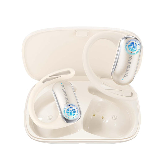 ANFIER AI Translator Earbuds Translation Earbuds Real-Time 98% Accuracy 0.5s Response |Lifetime Free Offline Translation(8 Languages) & Online Translation(144 Languages) AF56 Beige